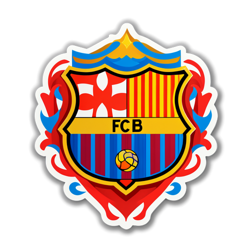 Kunstnerisk sticker med Barcelonas farver og crest