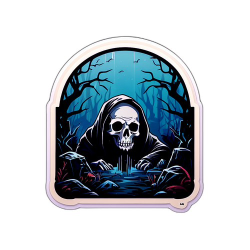 Ein geheimnisvolles Sticker, das die Stimmung des Films Sunken Graves einfängt