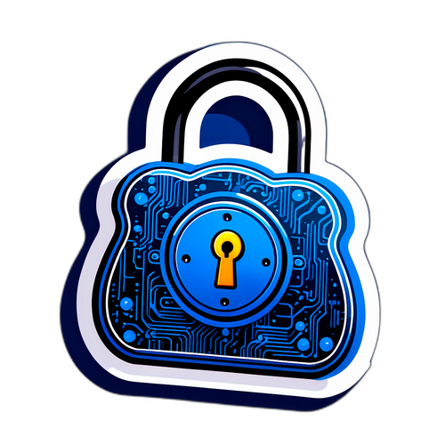Dibujo de un candado con circuitos sobre un fondo azul, simbolizando la seguridad de un VPN