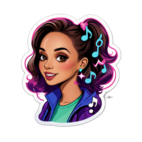Playful Musical Sticker Featuring a Vibrant Character