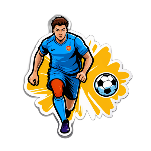  sticker לספורט 1 עם דמות שחקן בסגנון קומיקס 