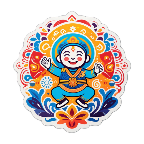 Un autocollant de Michou offrant un message inspirant, entouré de motifs de succès et de bonheur.