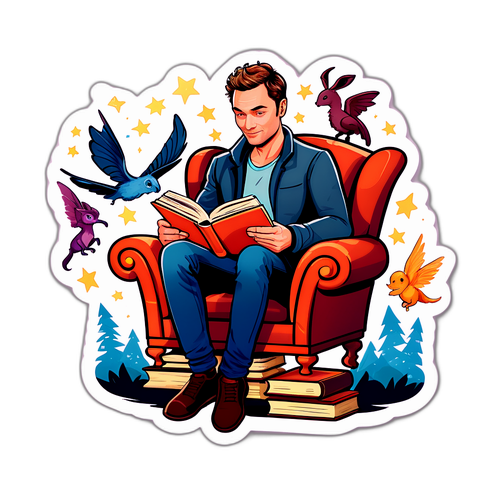 Charmig klistermärke av Jude Law i biblioteket