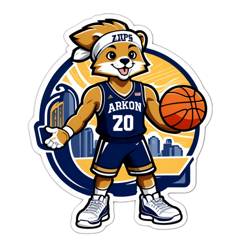 Akron Basketball Zips Mascot Sticker