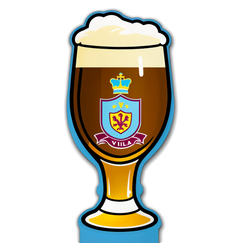 Desenho de um copo de cerveja com o emblema do Aston Villa