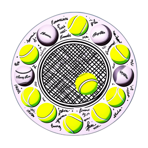 Ein Tennisball mit Unterschriften berühmter Spieler