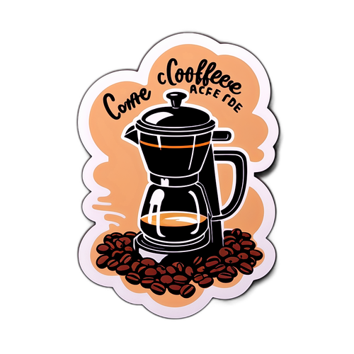 Koffiebonen en Koffiezetapparaat Sticker