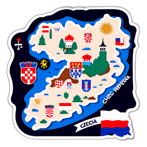 Styliserad karta över Kroatien och Tjeckien
