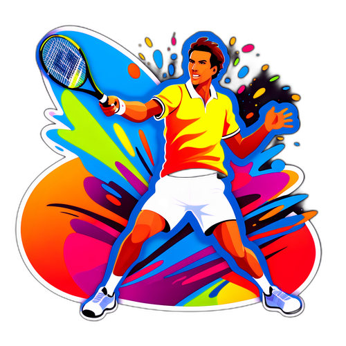 Sticker de Ben Shelton en acción dinámica de tenis