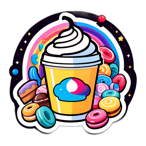 Яркая картинка чашки кофе в аниме стиле Gacha Kuta
