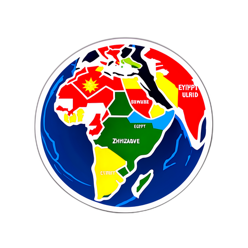 Карта мира с выделенными Египтом и Зимбабве