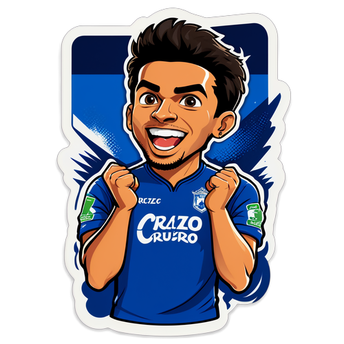 Adesivo do Jogador do Cruzeiro Celebrando um Gol