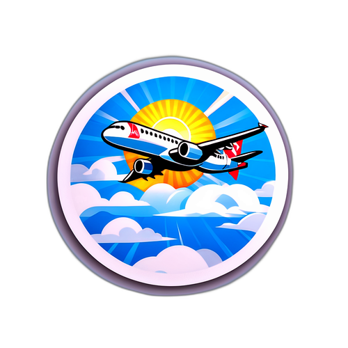 Sticker ng AirAsia: Sasakyang Pampasahero sa Asul na Kalangitan