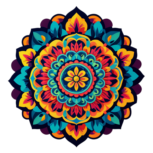 Vibrant Floral Mandala Sticker