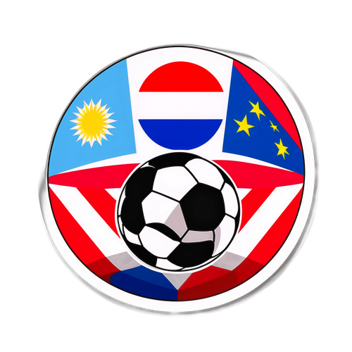 Paraguay ve Uruguay Bayrakları ile Futbol Topu