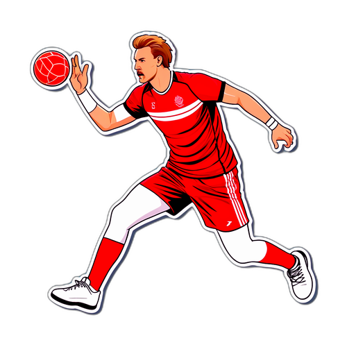 Rasmus Lauge i aktion på håndboldbanen