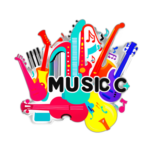 Stiker Ceria dengan Kata 'Music'