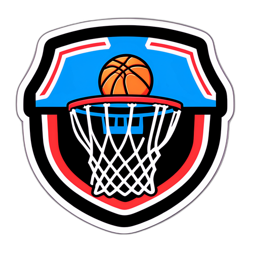 Retro Basketball Hoop Sticker with NBA League Pass Branding