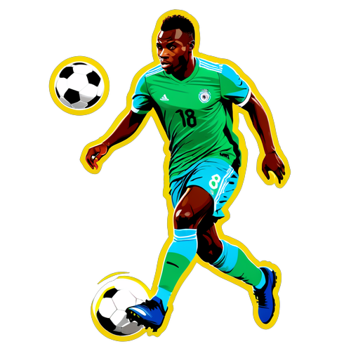 Actionfylt klistremerke av Frimpong med fotball
