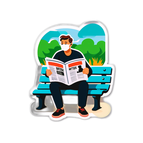 Person med Hallands Nyheter i parken