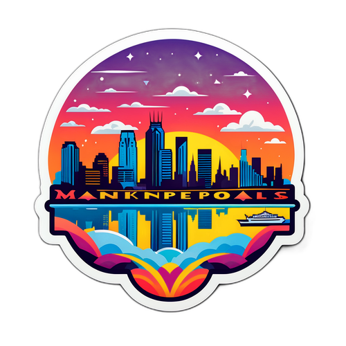 Sticker ng Minneapolis: Skyline sa Sunset