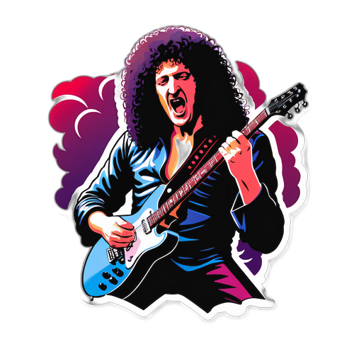 Rock-tema klistremerke av Brian May på scenen