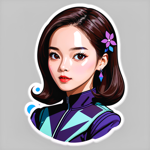 미래주의 스타일 아트 스티커, 임지연의 매력을 강조하다