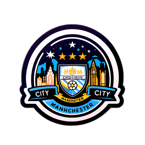 A városképek és a Manchester City logó fényei