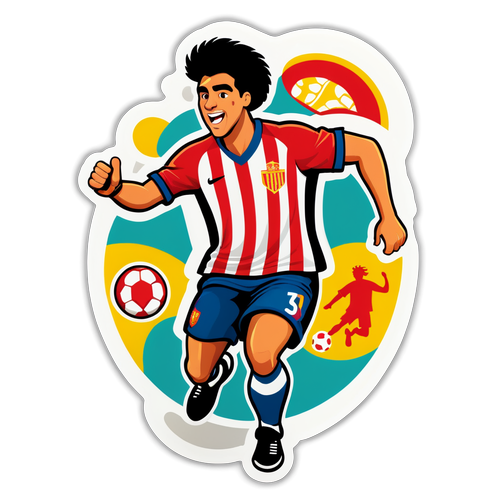 Playful Girona Football Player Sticker