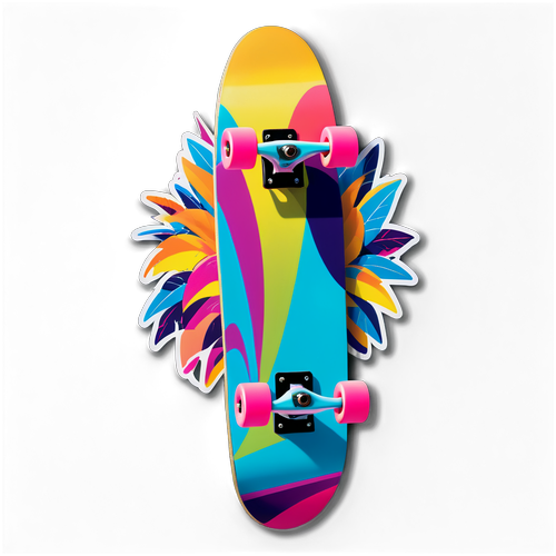 Retro Neon Skateboard Sticker