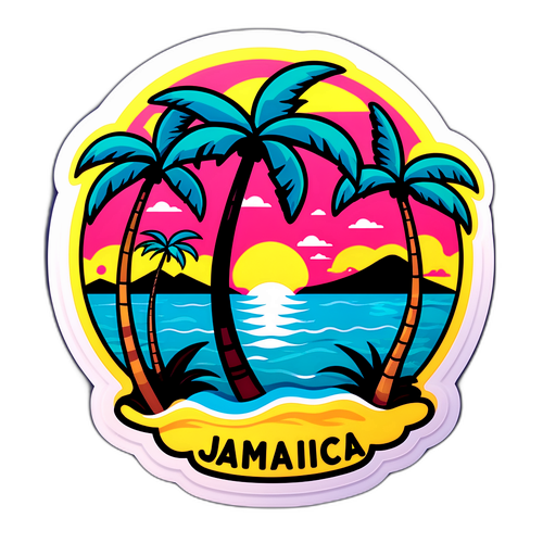 מדבקה בנושא טרופי במים של ג'מייקה