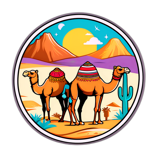Adesivo Giordania: Cameli nel Deserto
