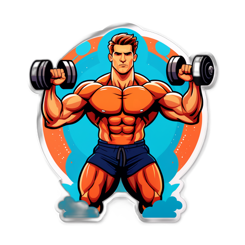 Fitness-teemaan liittyvä tarra: Voima ja päättäväisyys