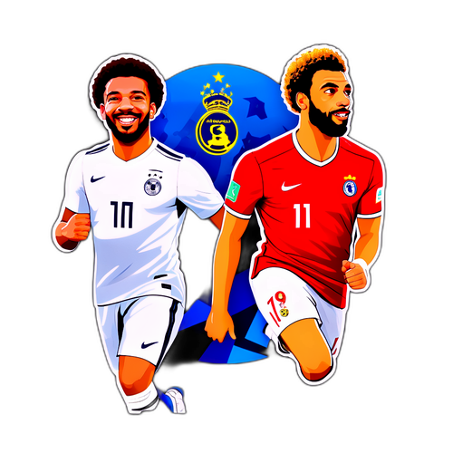 Футуристическая наклейка с Мбаппе и Салахом