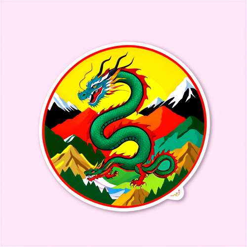 Inspirerende klistermærke med Bhutan's nationalflag