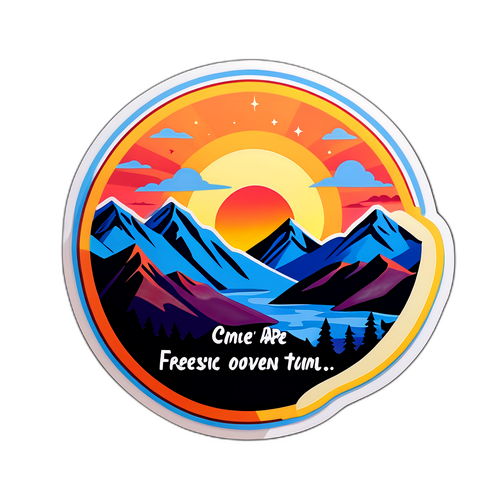 Scenic Sunset Mountain Adventure Sticker