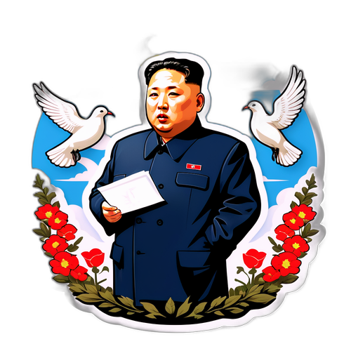 金正恩访问烈士陵园的纪念贴纸