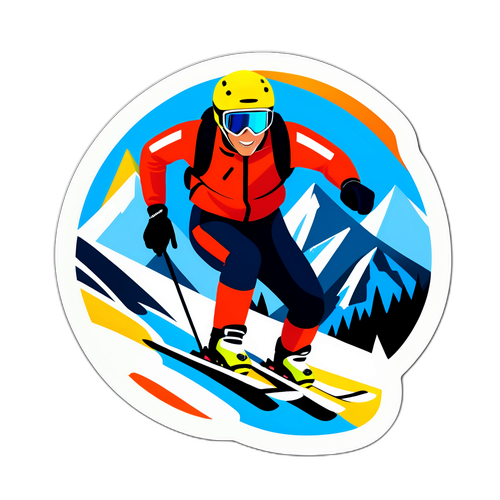Actionfylld skidåkarsticker