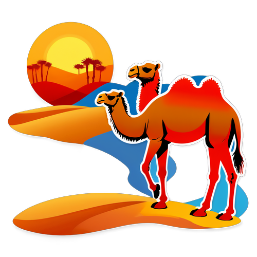 沙漠夕陽中的駱駝