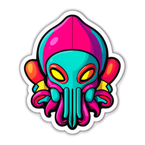 Diseño de un pulpo icónico rodeado de formas geométricas
