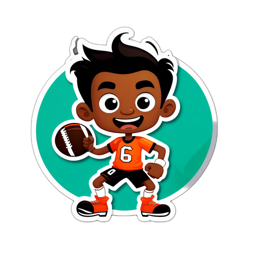 Whimsical Cartoon Portrait of a Football Player