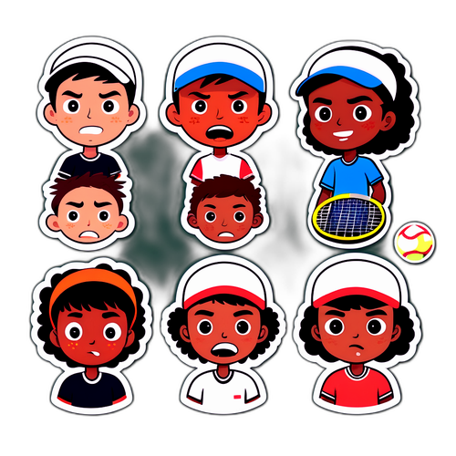 테니스 선수의 다양한 표정