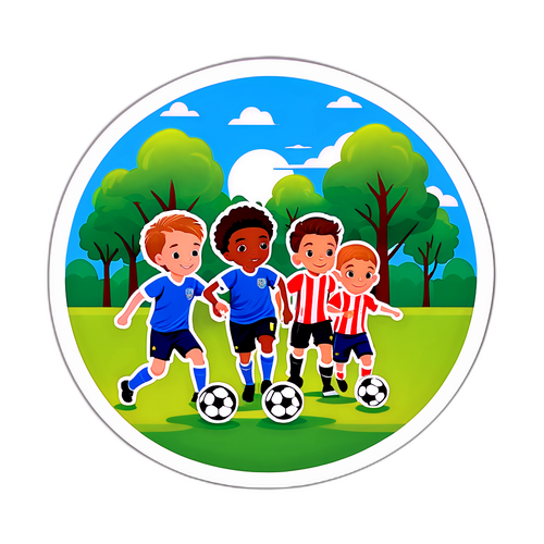Σχεδίαση με παιδιά που παίζουν ποδόσφαιρο στο πάρκο