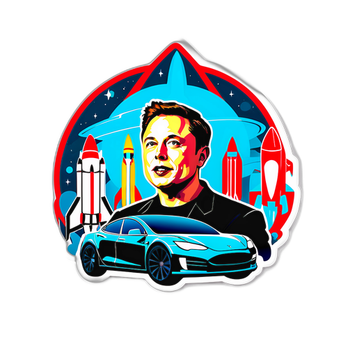 Framtidsinspirerad klistermärke av Elon Musk