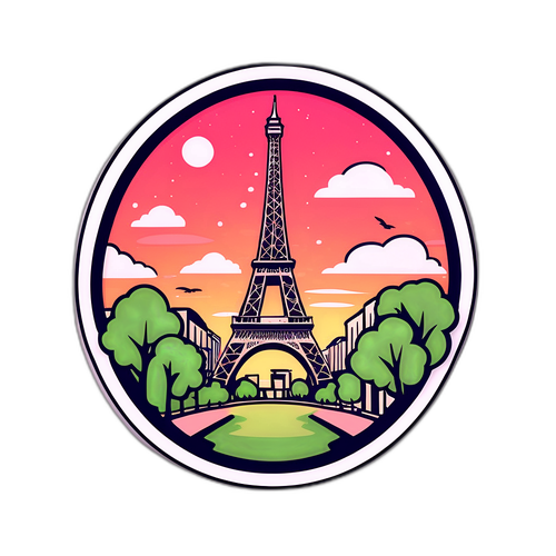 สติกเกอร์มุมมองของกรุงปารีสพร้อมภาพหอไอเฟล