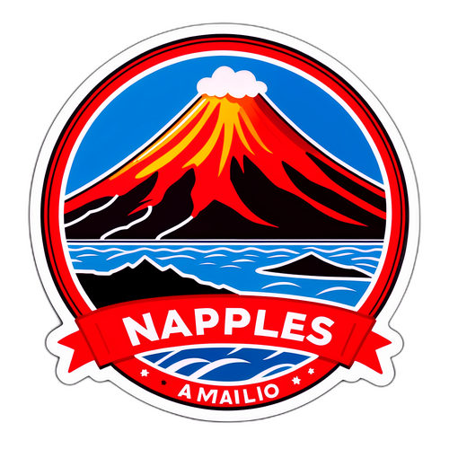 Sticker Drammatico con Mappa di Napoli