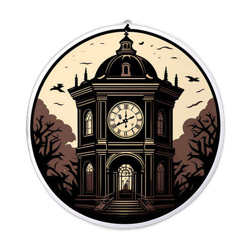 時計台の暗い殺人テーマのステッカー