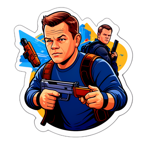 Adesivo di Matt Damon come Eroe d'Azione