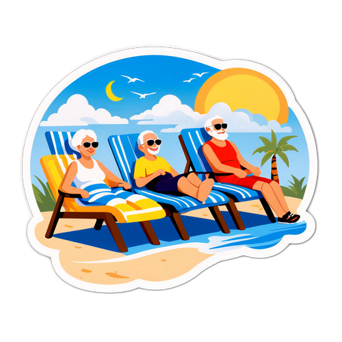 Nyugdíjas Sticker: Napfürdőző Nyugdíjasok