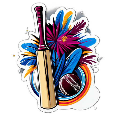 Artistic Cricket Bat and Ball Design